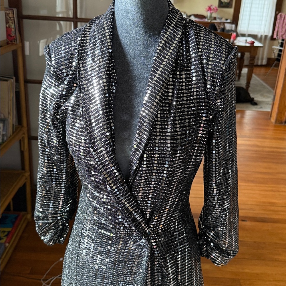 Lulu's Shimmering Silver Sequin Blazer - image 2